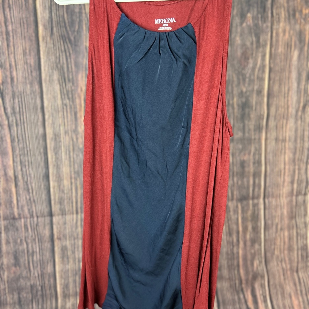 Merona Burgundy and Navy Sleeveless Dress